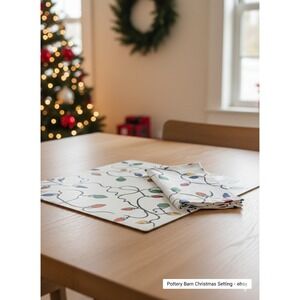 Pottery Barn Christmas Lights Placemats Set of 5 Holiday Table Decor